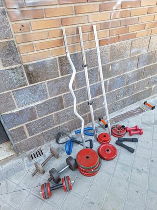 Set gimnasio: mancuernas, barras