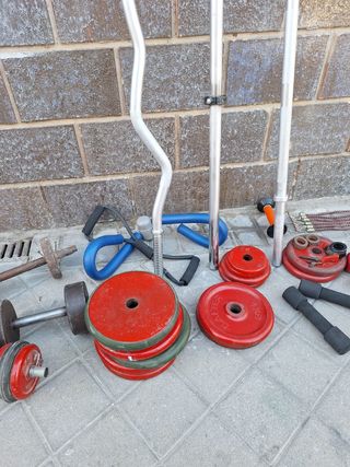 Set gimnasio: mancuernas, barras