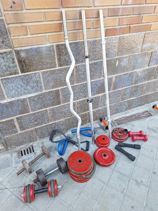 Set gimnasio: mancuernas, barras