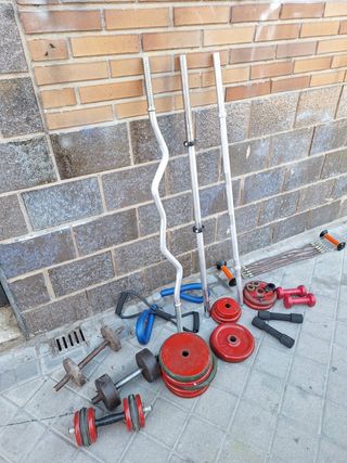 Set gimnasio: mancuernas, barras