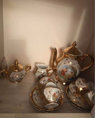 Set teiera caffe porcellana oro