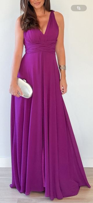 Vestido largo morado fiesta
