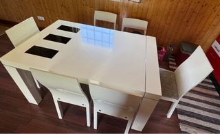 Mesa comedor blanca + 6 sillas