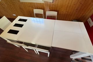 Mesa comedor blanca + 6 sillas