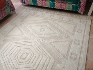 Alfombra lana - Beige y blanco