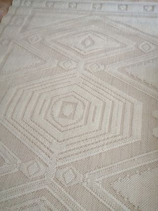 Alfombra lana - Beige y blanco