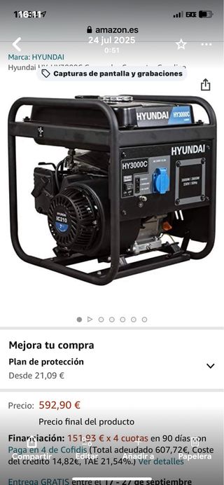 Generador HYUNDAI HY3000C - 3000W