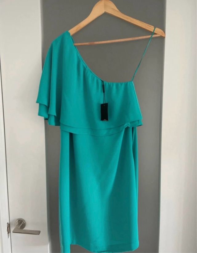 Vestido asimétrico turquesa - Talla 38