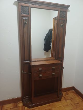 Recibidor madera maciza con espejo