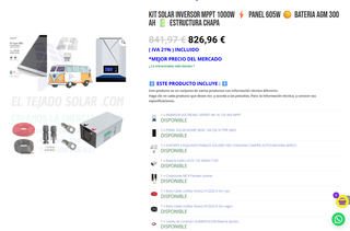 Kit Solar CAMPER 1000w - Panel 605w - AGM 300Ah