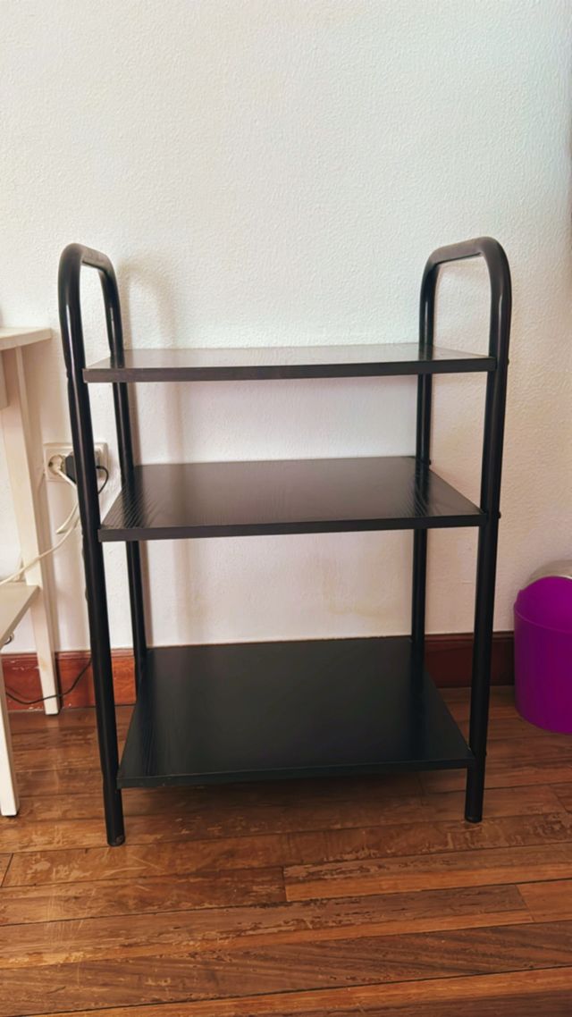 Mesita negra metal y madera