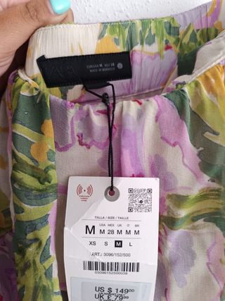Vestido largo estampado flores Zara talla M