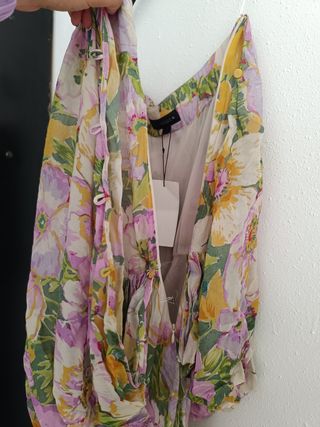 Vestido largo estampado flores Zara talla M