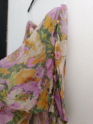 Vestido largo estampado flores Zara talla M