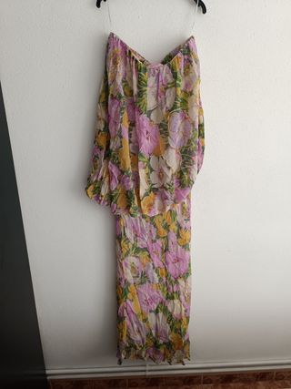 Vestido largo estampado flores Zara talla M