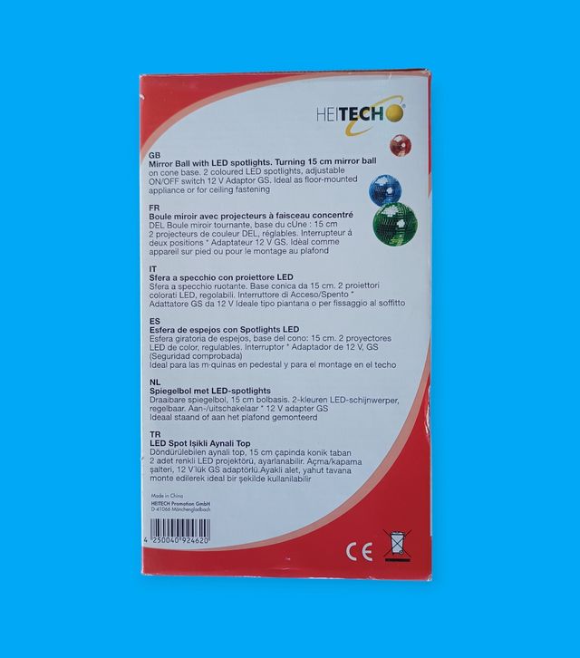 Esfera giratoria con espejos y leds.