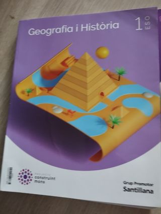 Los 2 libros de Geográfia i historia 1°Eso y Atles