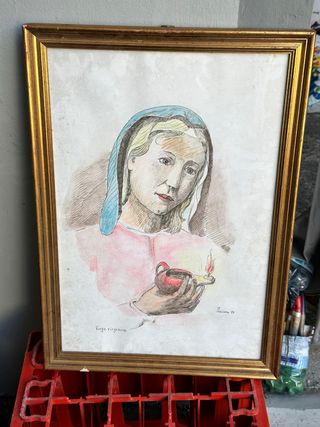 Dipinto Madonna con Lampada ad Olio