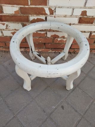 Florero palangana antigua patas madera maciza