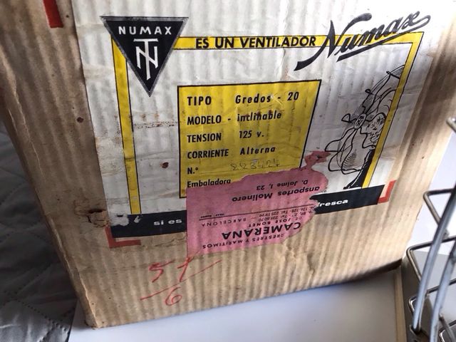 Ventilador Numax antiguo