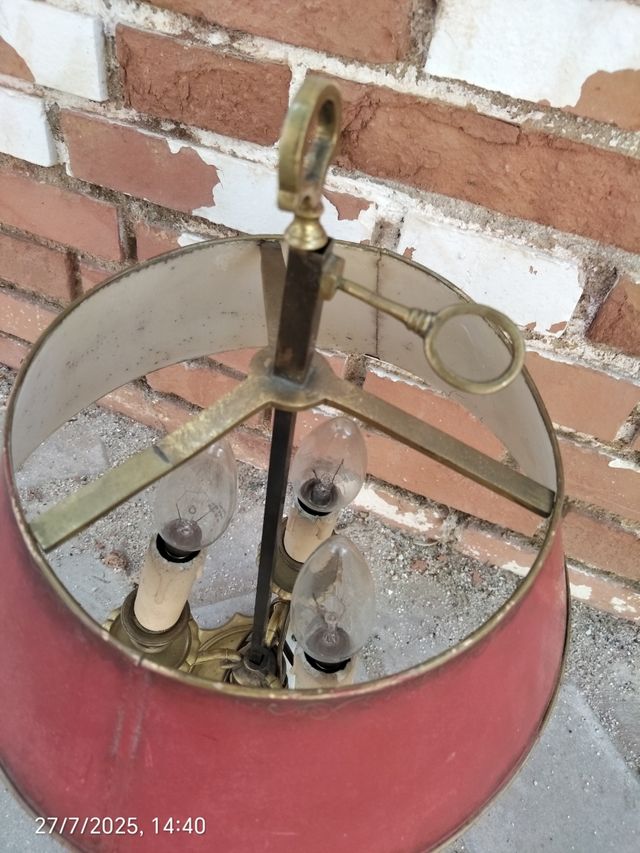 Lámpara Bouillote francesa bronce y metal S.XIX
