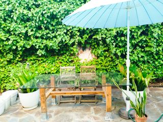 Mesa jardin cristal templado y madera