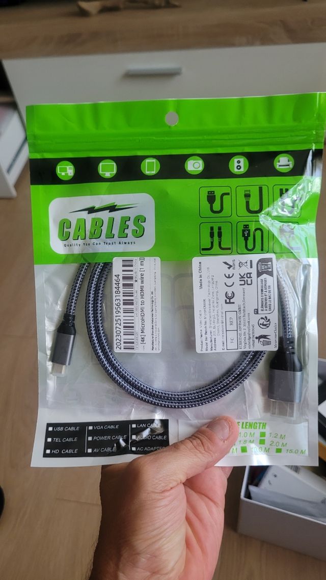 Cable Micro HDMI a HDMI 2m