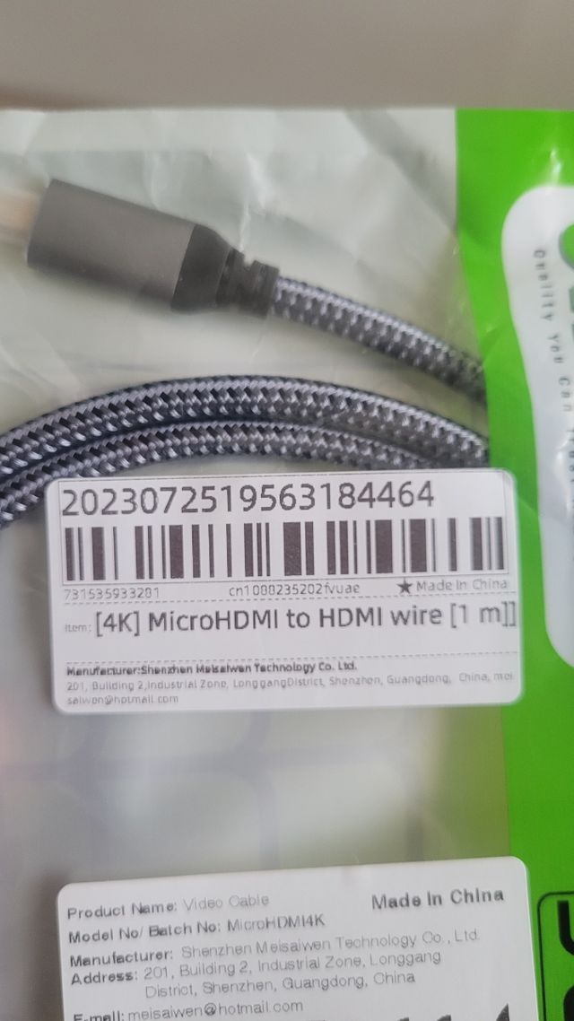 Cable Micro HDMI a HDMI 2m