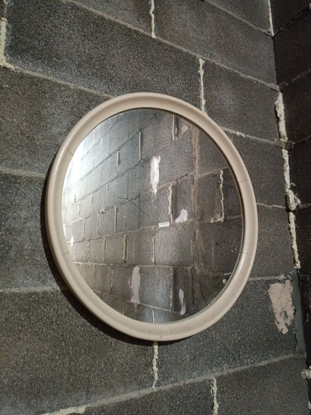 Espejo vintage redondo beige