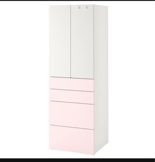 Armario infantil blanco y rosa