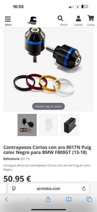 Manetas y contrapesos BMW S1000RR azules