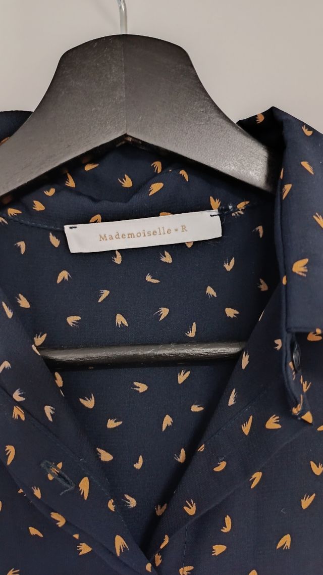 Vestido Mademoiselle R - Azul marino con estampado