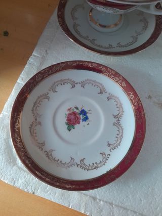 Servizio da tè porcellana rosso-bianco