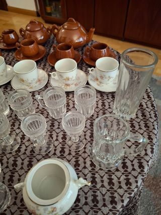 Juego té miniatura - vajilla porcelana