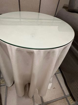 Mesa camilla con cubierta blanca y cristal 