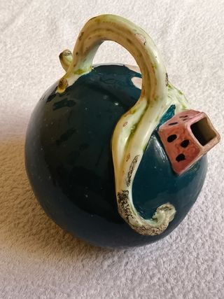 ANTIGUO BOTIJO  ESMALTADO PORCELANA FORMA SANDÍA
