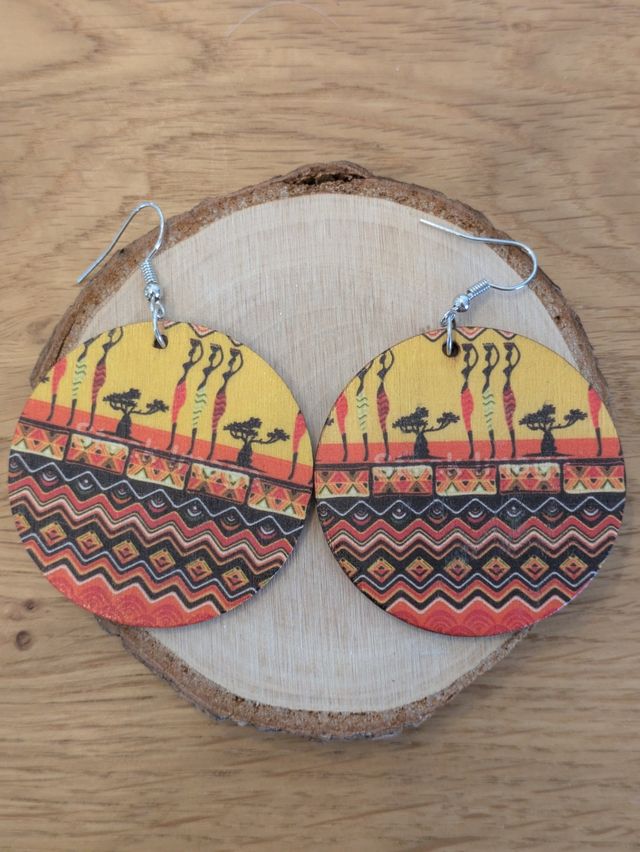 Pendientes madera étnicos - Nuevos
