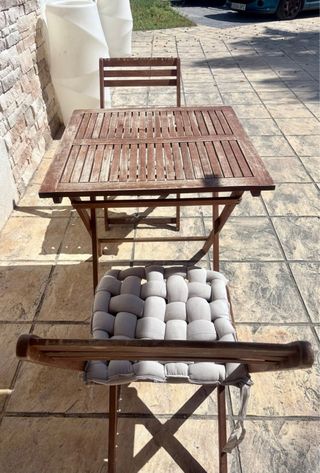 Mesa y 2 sillas jardín - Madera