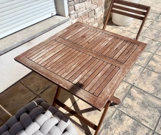 Mesa y 2 sillas jardín - Madera