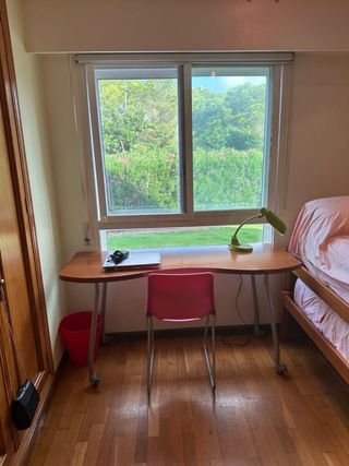 Dormitorio juvenil: cama nido + estanterías. 