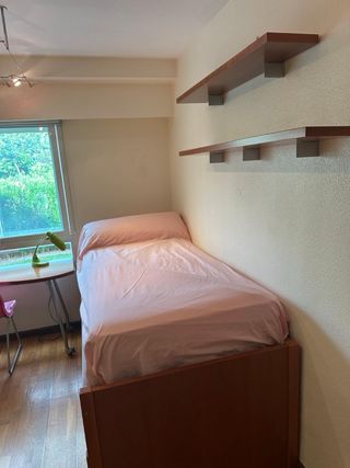 Dormitorio juvenil: cama nido + estanterías. 