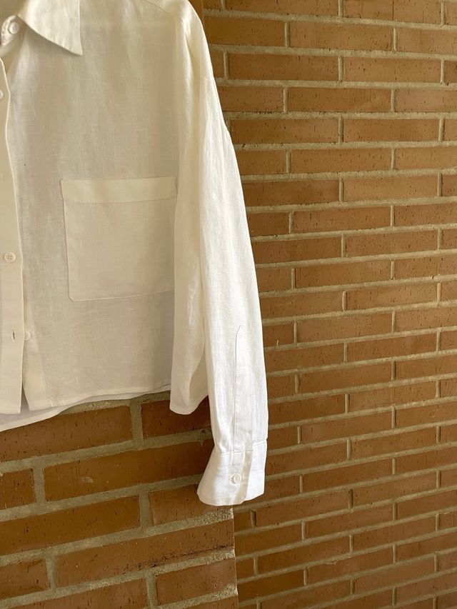 Camisa blanca Zara lino talla S