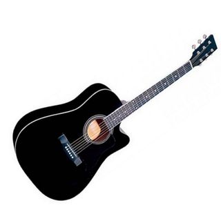Guitarra acústica negra + estuche