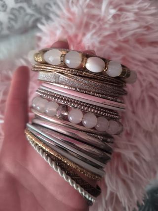 Pulseras Plata/Rosa - 15 piezas