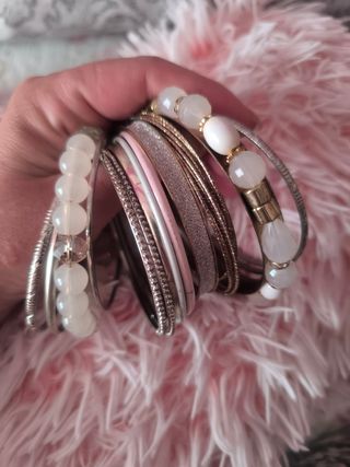 Pulseras Plata/Rosa - 15 piezas