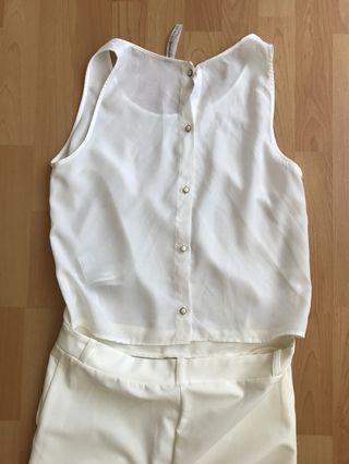 Macacão Stradivarius Branco M Novo Sem Etiqueta