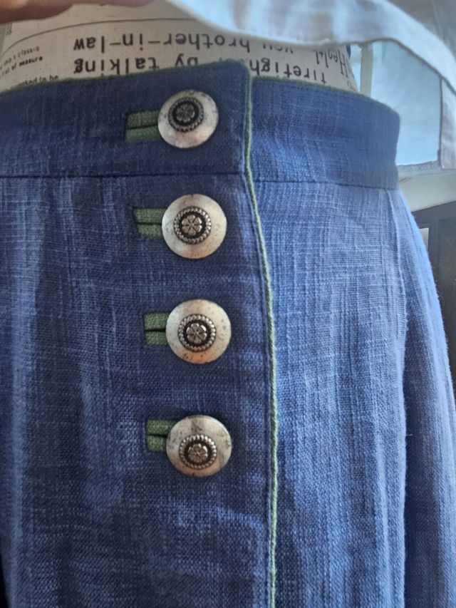 Falda Alphorn vintage 80s Tratchen denim bordado