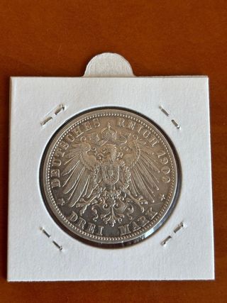 Moneda 3 marcos Guillermo II (1909)