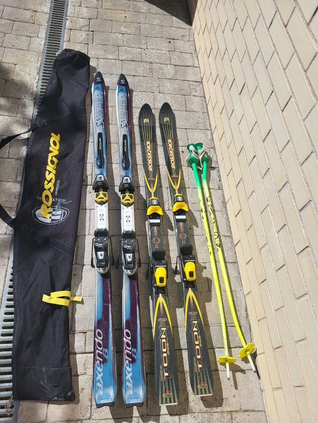 Esquís Salomon, Rossignol y bastones