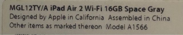 iPad Air 2 WiFi 16GB - Gris espacial